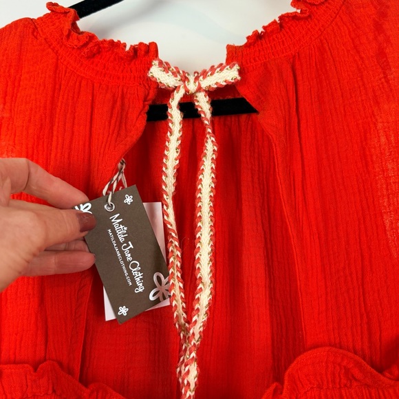 Matilda Jane Red Orange sleeveless blouse NWT Size Medium - Picture 4 of 5